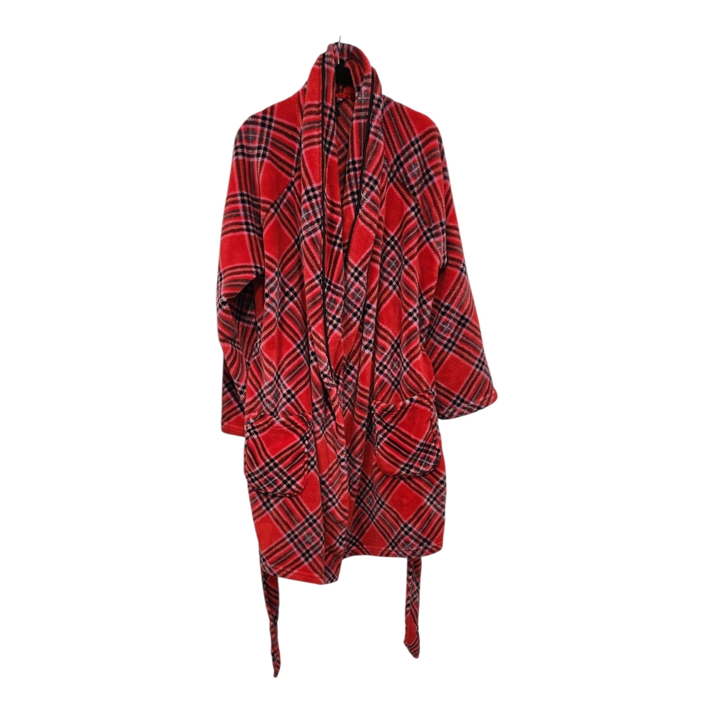 Victoria's Secret Lipstick Red Plaid Plush Robe Size XS/S Oversized